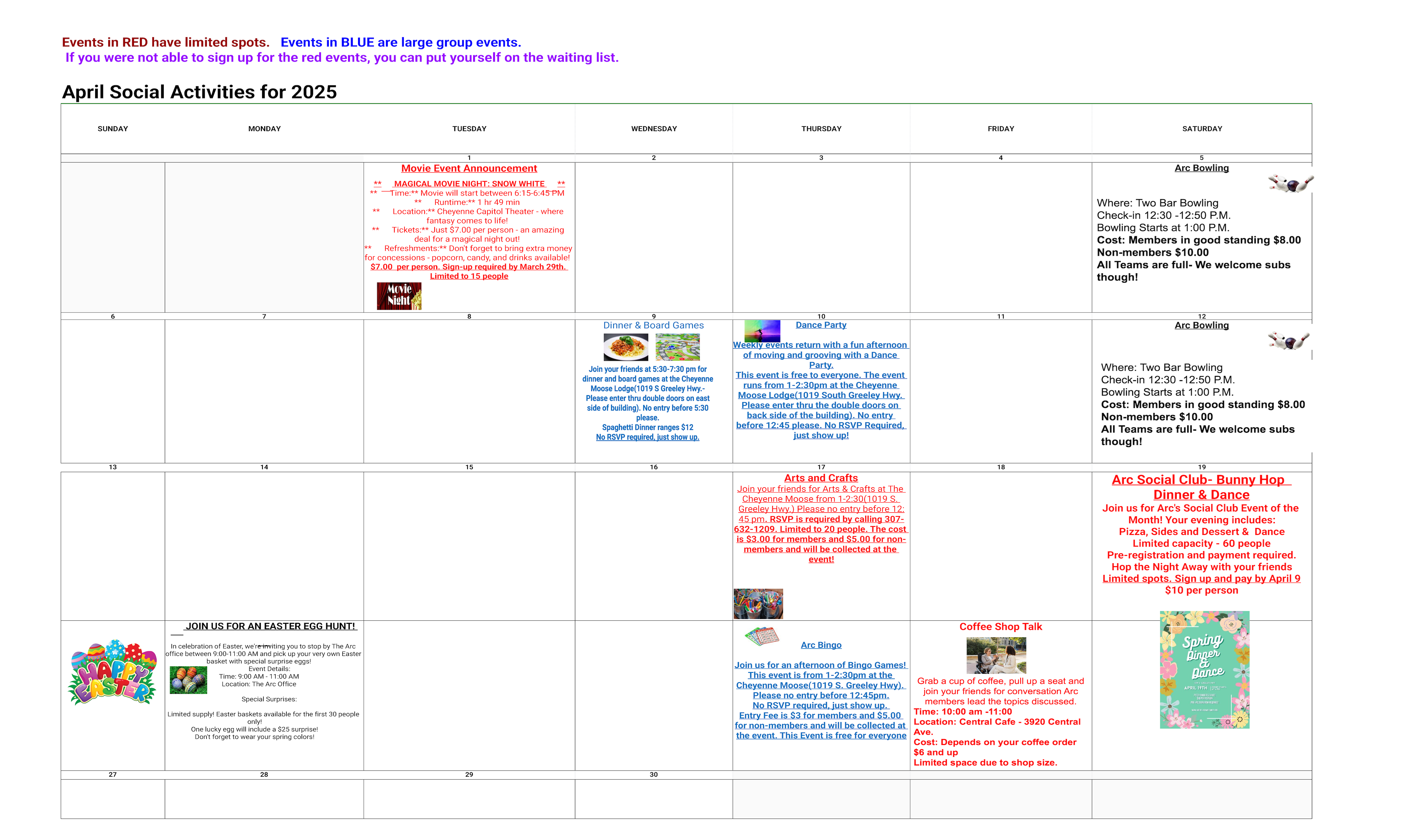 April 2025 Activity Calendar April 2025 Activity Calendar