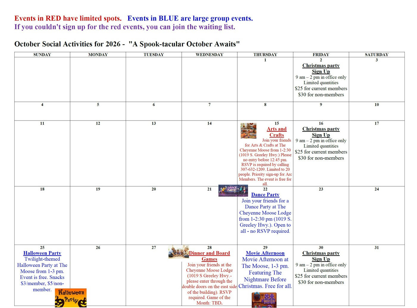 October Calendar 2026